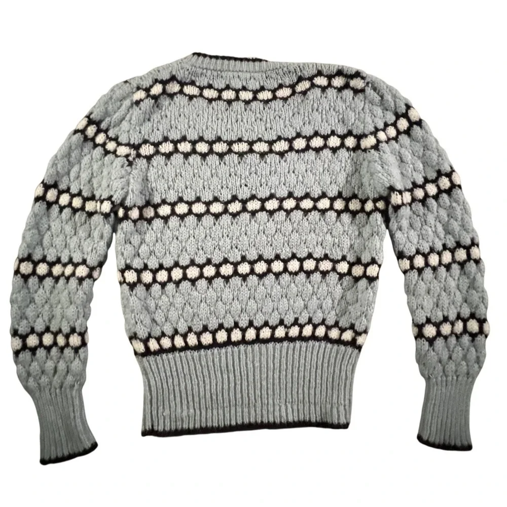 Western Connection‎ Sweater Womens Medium Blue Vintage 80s Popcorn Knit V-Neck